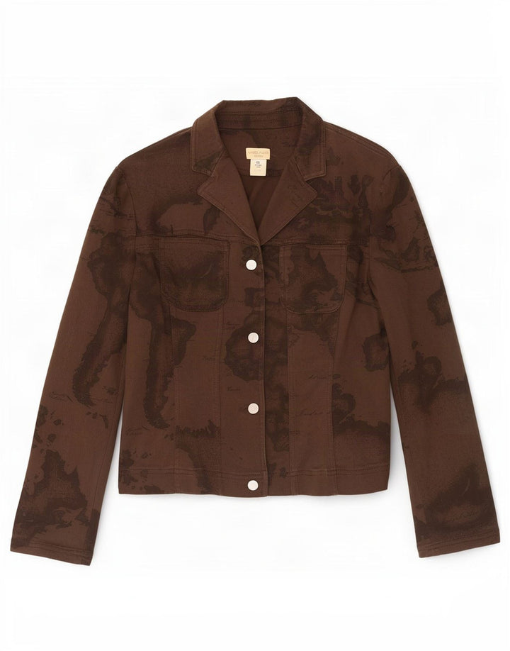 ALVIERO MARTINI Womens Graphic Denim Jacket IT 48 Large Brown Cotton
