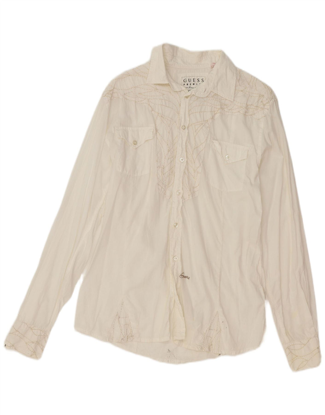 Guess Chemise Homme Coton Blanc Moyen