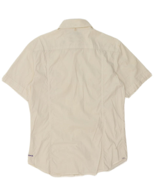 Camisa Gas Hombre Manga Corta Algodón Blanco Mediano