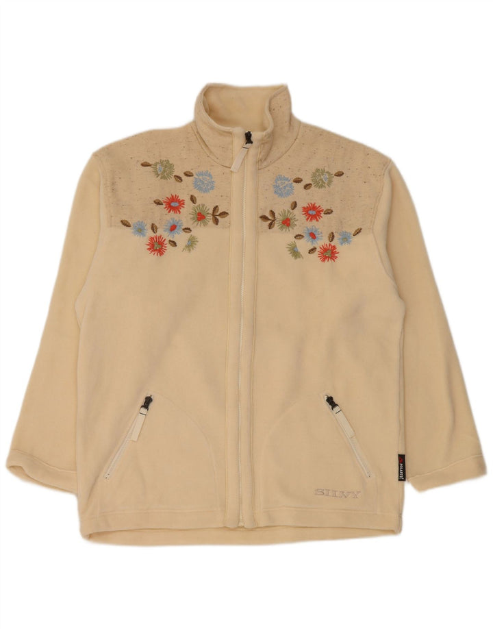 Silvy Damen Fleecejacke UK 16 Large Beige Floral Polyester