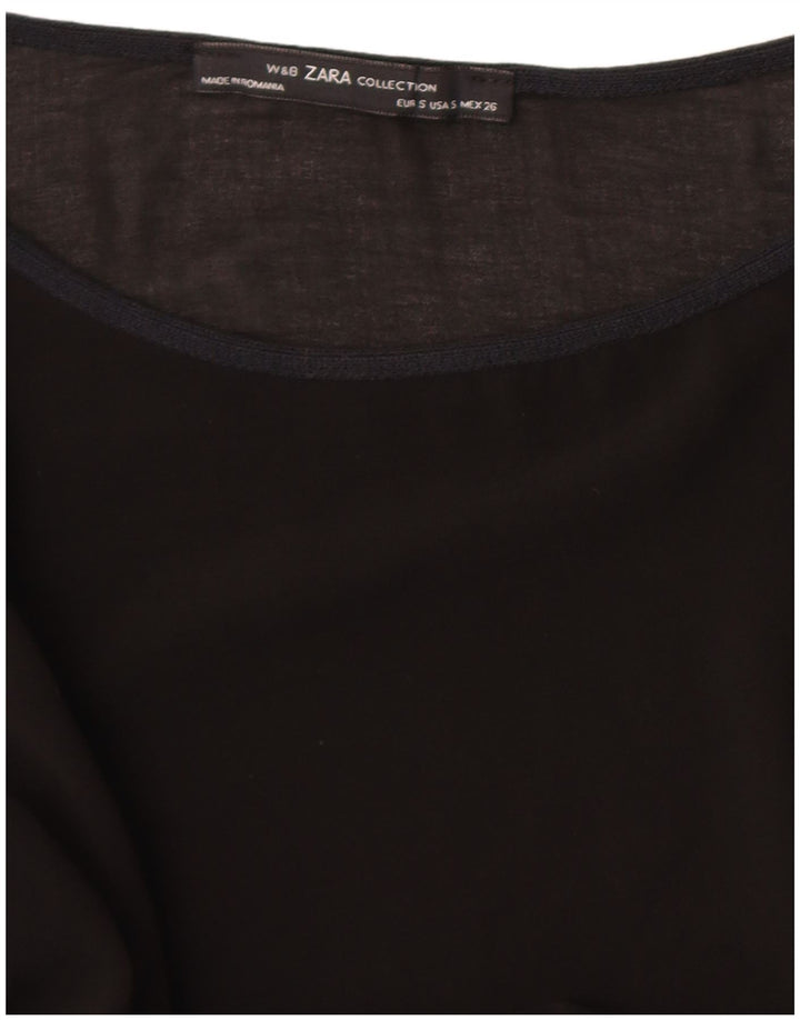 Zara Mujer Top Manga 3/4 UK 10 Small Negro