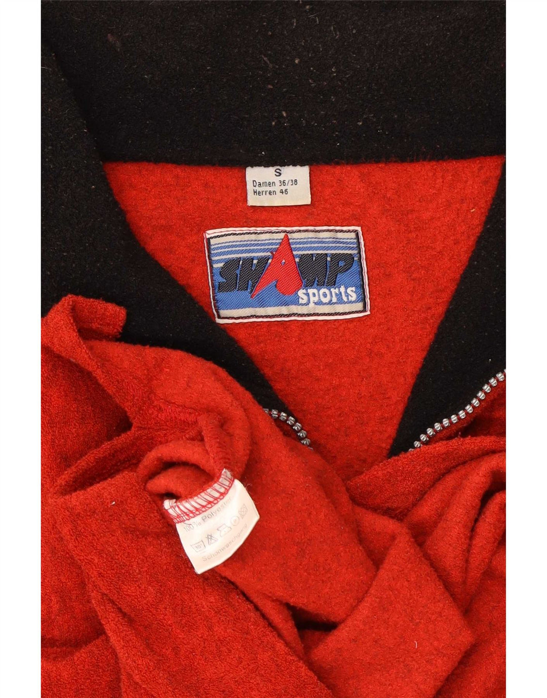 Shamp Mens Loose Fit Zip Neck Fleece Jumper Small Red Polyester
