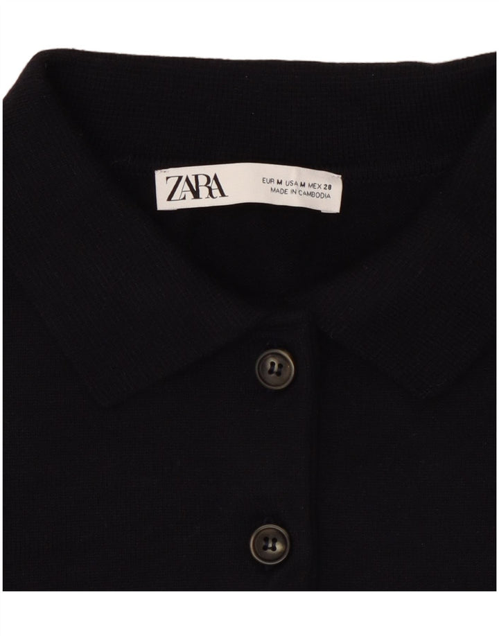 Zara Dame Oversized Polo Neck Jumper Sweater UK 14 Medium Navy Blue