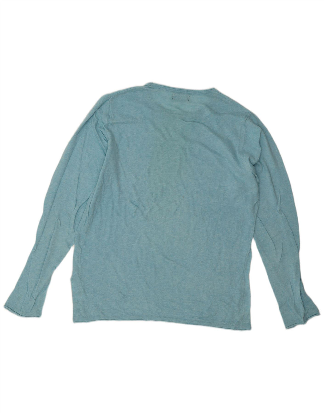 Zara Mens Crew Neck Jumper Sweater Medium Blue Cotton