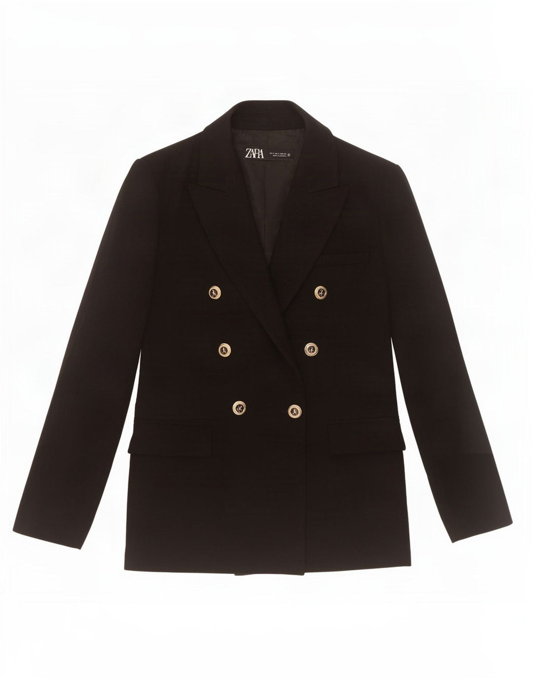 Zara Womens Double Breasted Blazer Jacket UK 14 Large Black