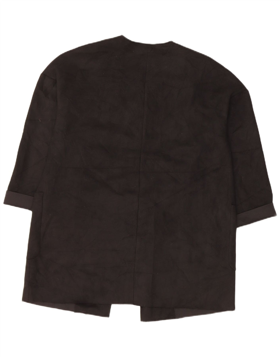 Zara Womens Oversized 3/4 Sleeve Open Blazer Jacket UK 6 XS Black Polyester