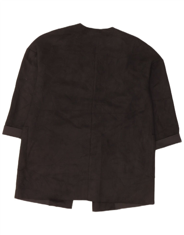 Zara Womens Oversized 3/4 Sleeve Open Blazer Jacket UK 6 XS Black Polyester
