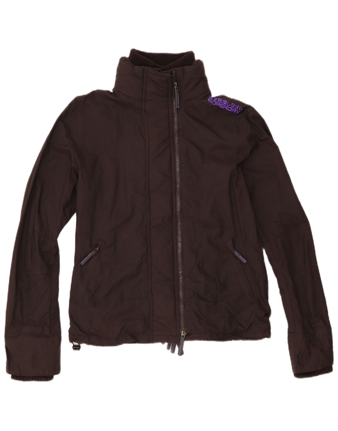 Superdry Womens Rain Jacket UK 14 Large Black Nylon