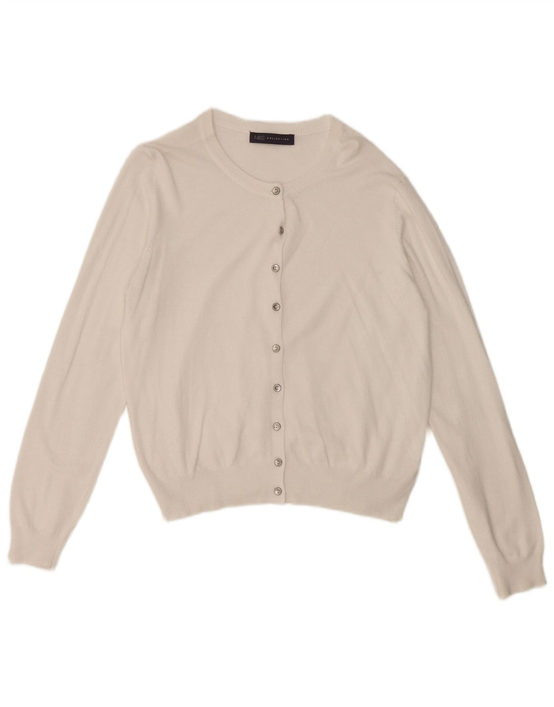 Marks & Spencer Womens Crop Cardigan Sweater UK 12 Medium White Viscose