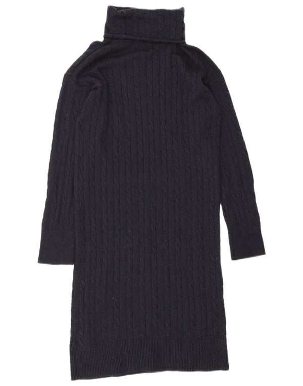 Tommy Hilfiger Womens Roll Neck Jumper Dress UK 14 Medium Navy Blue Wool