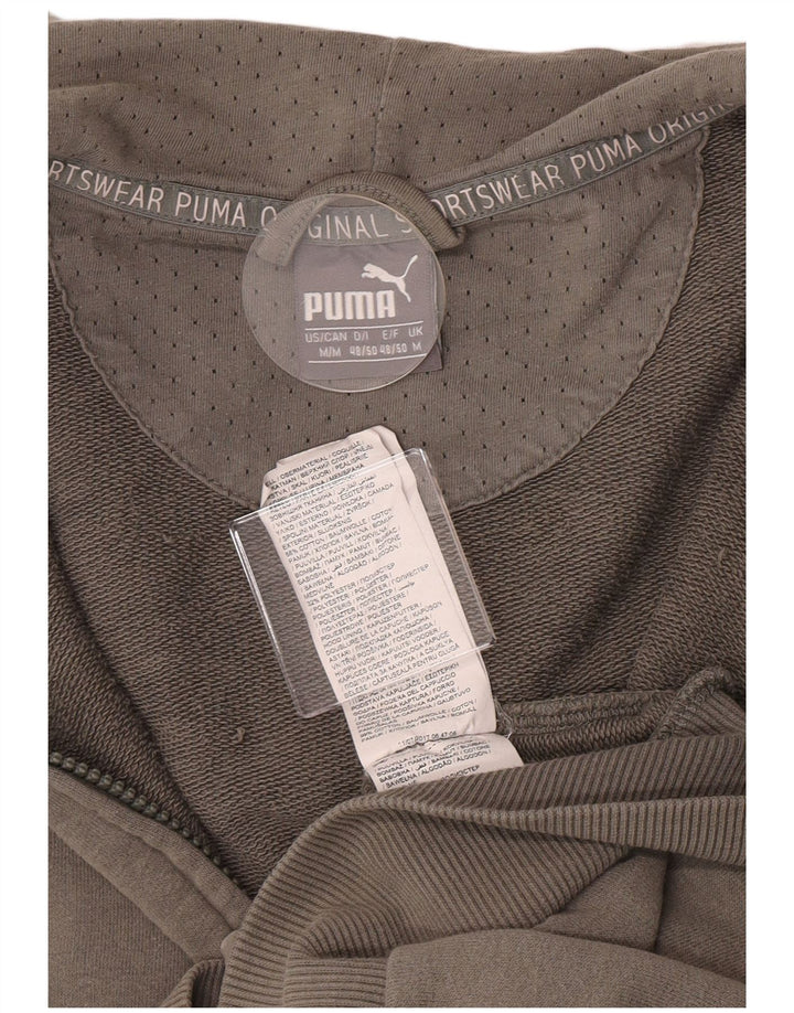 Puma Mens Graphic Zip Hoodie Sweater Medium Khaki Cotton