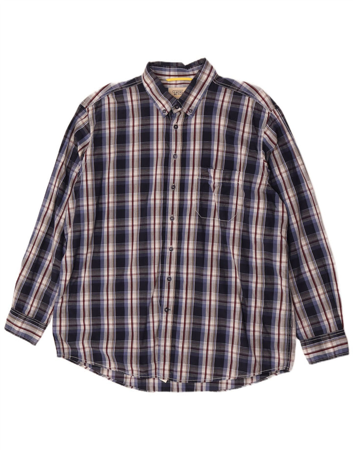 Camel Active Mens Shirt XL Navy Blue Plaid Cotton