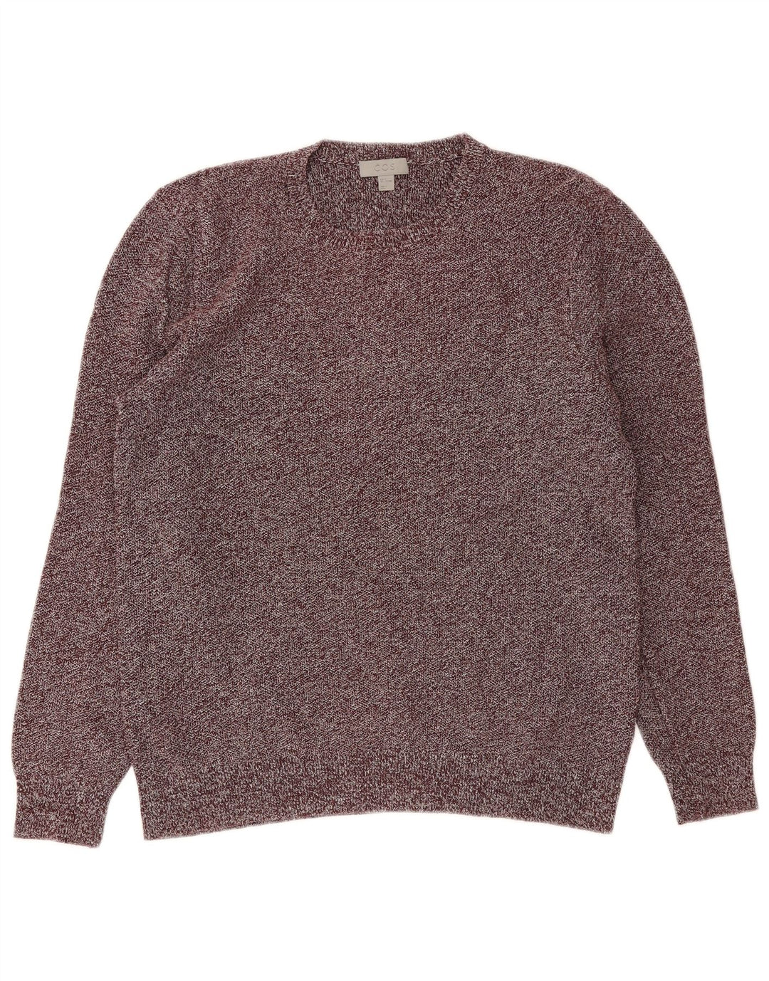 Cos Mens Crew Neck Jumper Sweater Medium Burgundy Flecked Linen