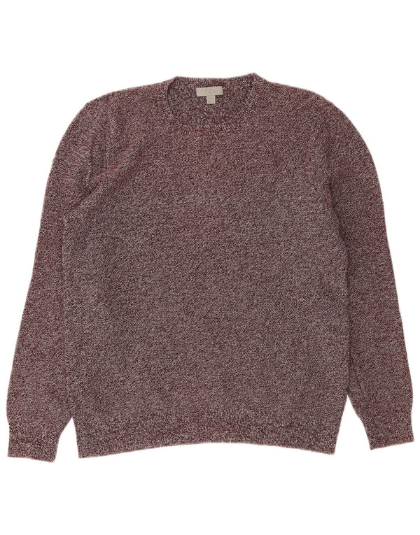 Cos Mens Crew Neck Jumper Sweater Medium Burgundy Flecked Linen