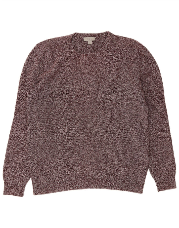 Cos Mens Crew Neck Jumper Sweater Medium Burgundy Flecked Linen
