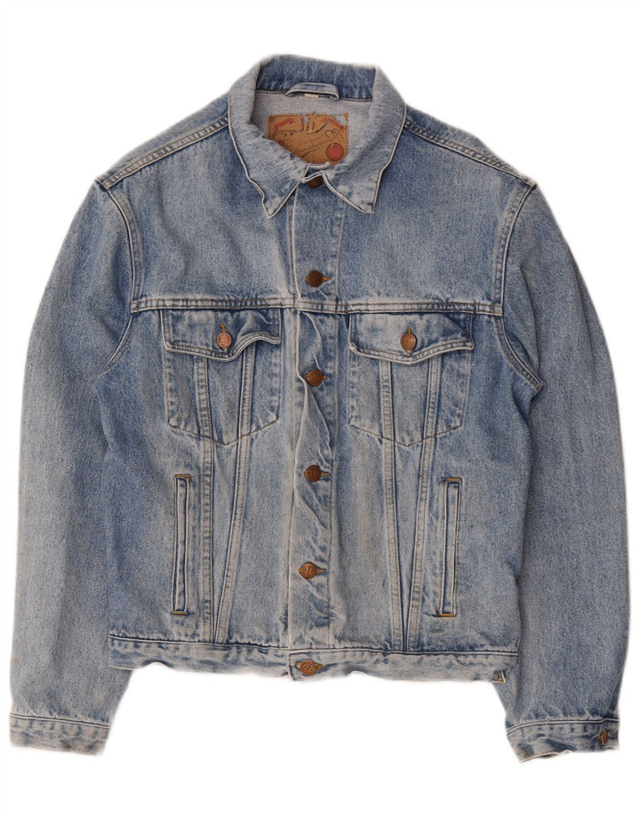 Vintage hombres chaqueta de mezclilla Reino Unido 38 algodón azul medio