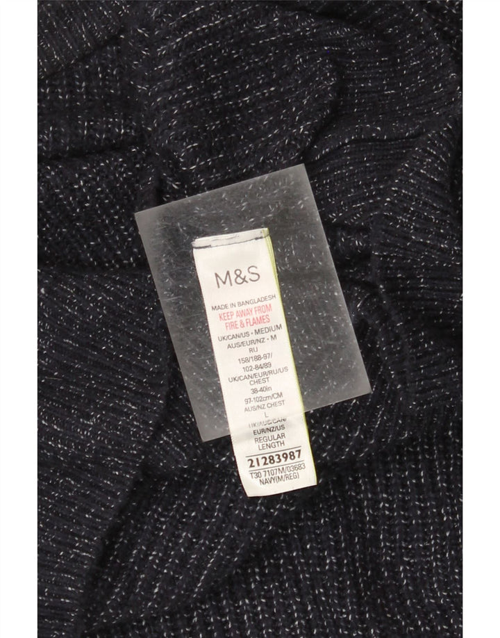 Marks & Spencer Herren-Pullover mit U-Boot-Ausschnitt, Mittelblau meliert