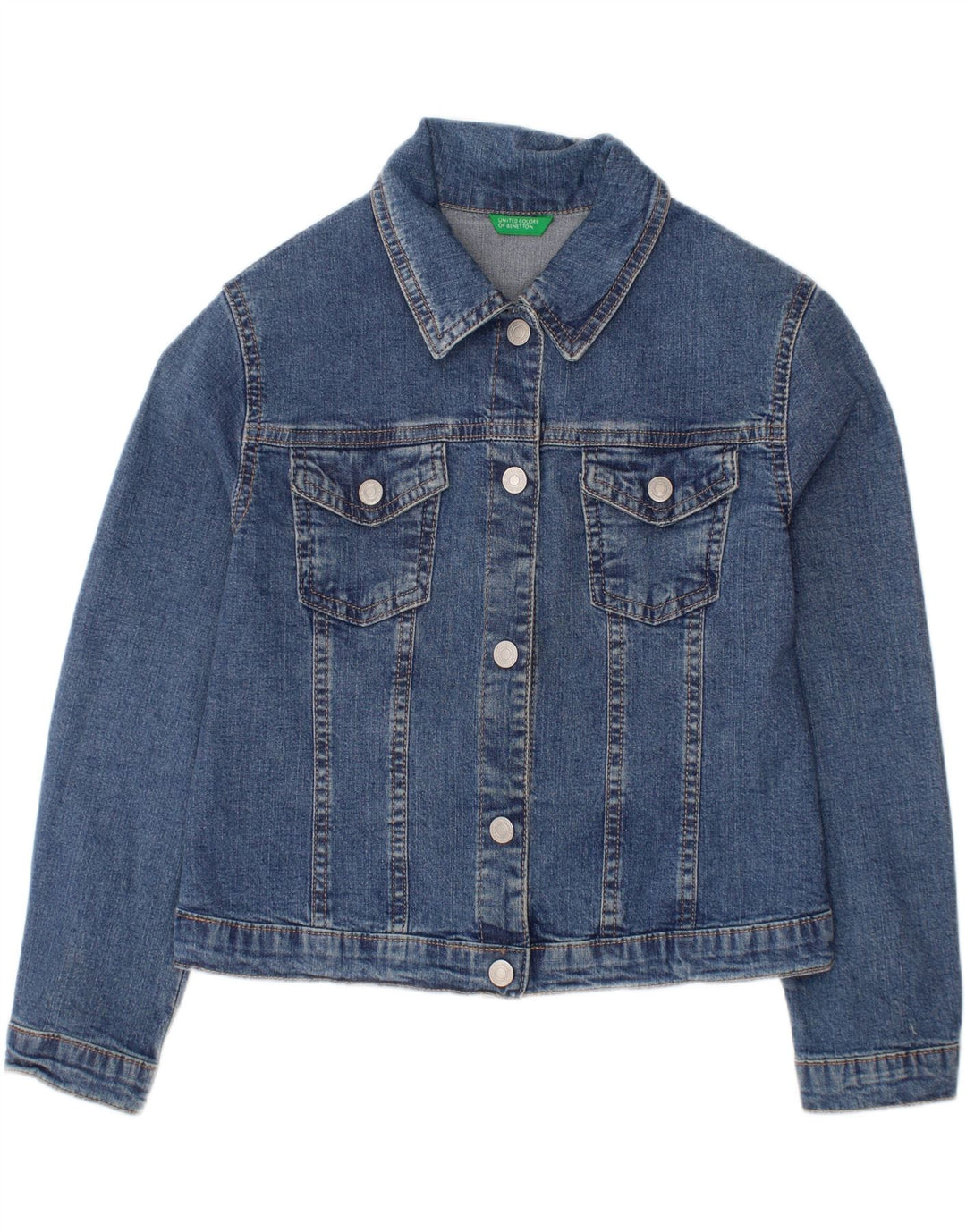 BENETTON Boys Denim Jacket 5-6 Years Small Blue Cotton
