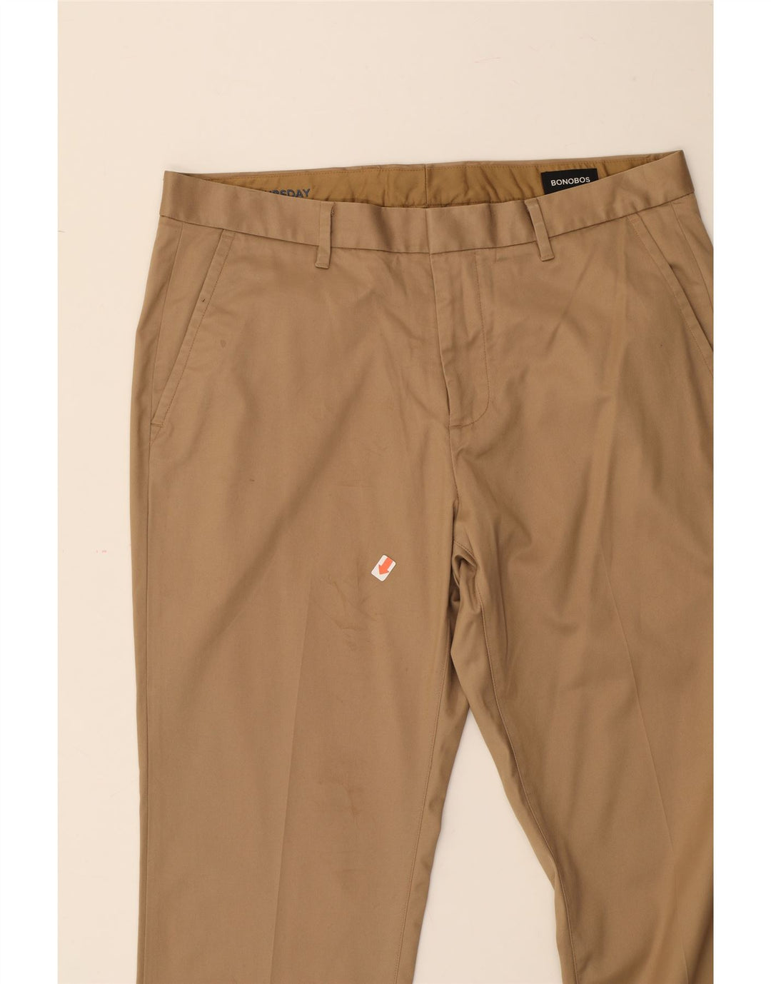 BONOBOS Mens Slim Chino Trousers W33 L30 Beige Cotton Vintage BONOBOS and Second-Hand BONOBOS from Messina Hembry 