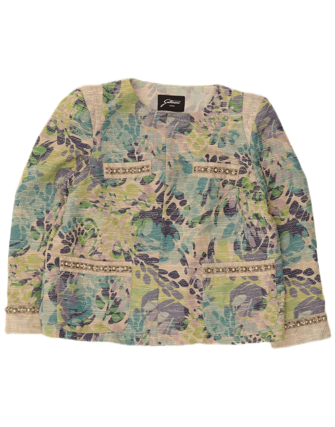 Gattinoni Womens Open Blazer Jacket UK 18 XL Multicoloured Floral