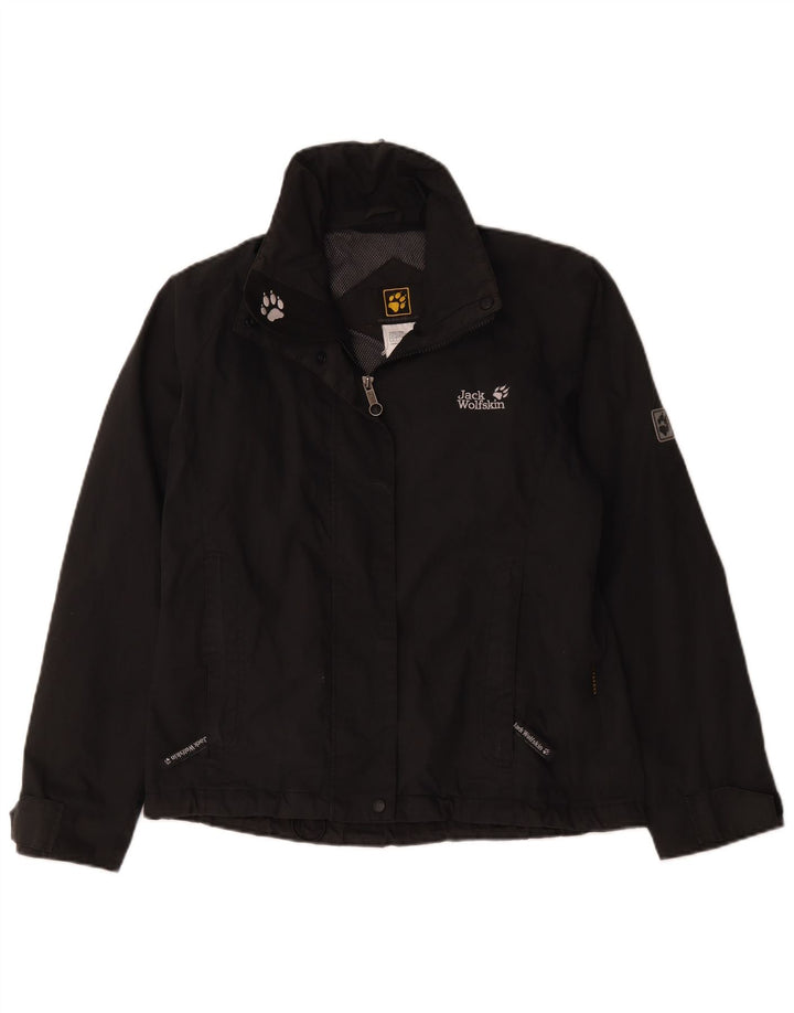Jack Wolfskin Womens Rain Jacket UK 12/14 Medium Black Polyester