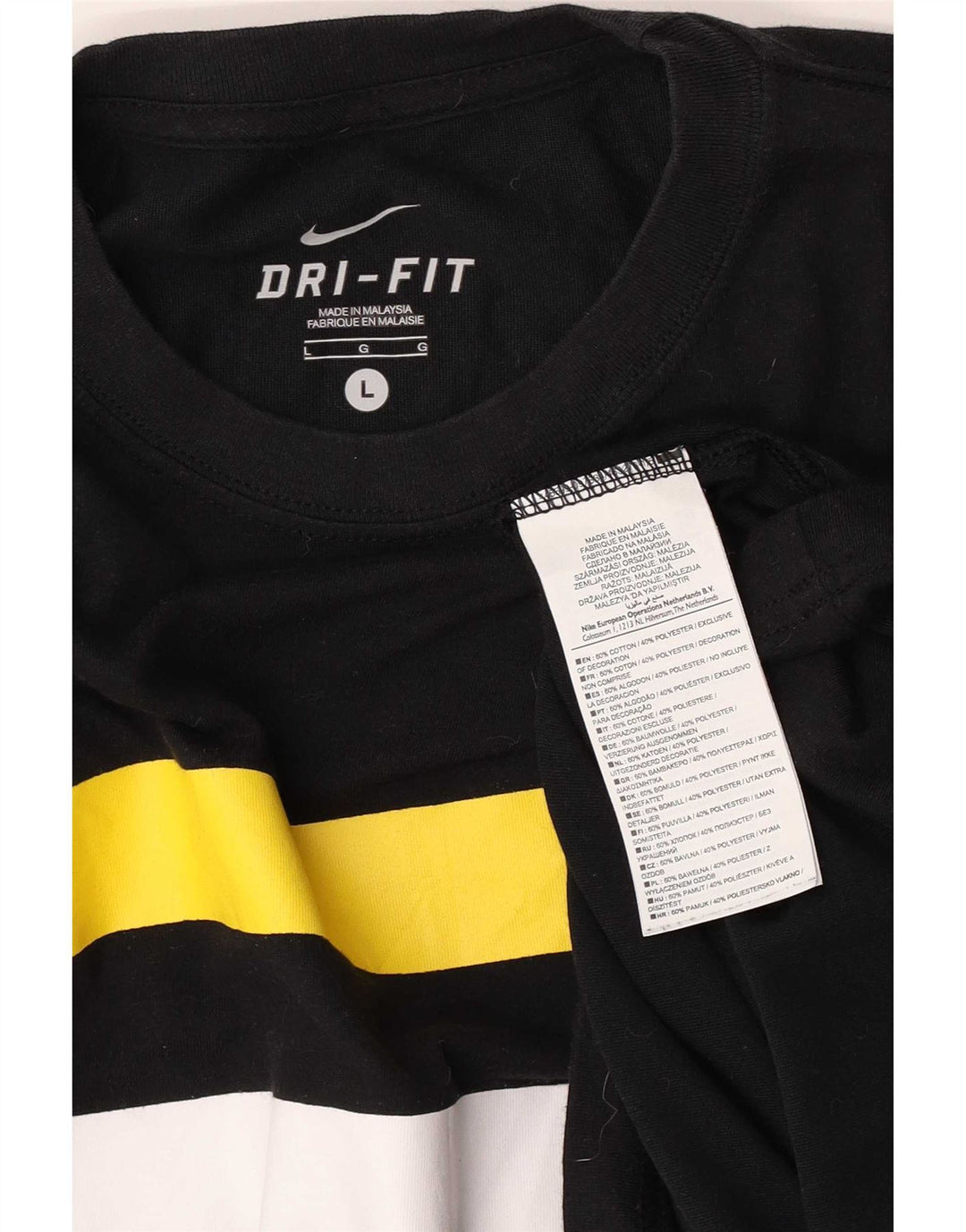 Nike Mens Dri Fit T-Shirt Top Large Black Colourblock Polyester