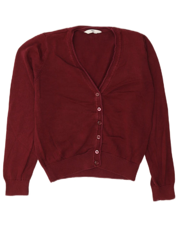 Marks & Spencer Strickjacke für Mädchen, 9–10 Jahre, Burgunderrot, Baumwolle