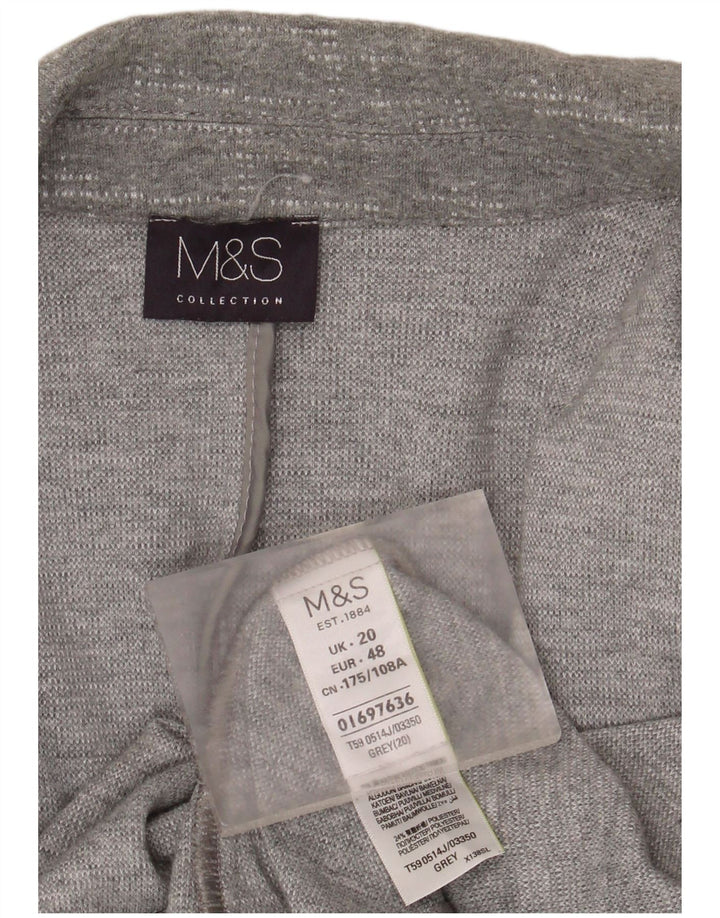 Marks & Spencer Veste blazer ouverte à manches 3/4 pour femme UK 20 2XL Gris Coton