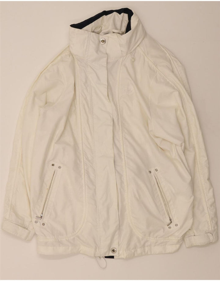 VINTAGE Womens Hooded Windbreaker Coat UK 16 Large White Vintage Vintage and Second-Hand Vintage from Messina Hembry 