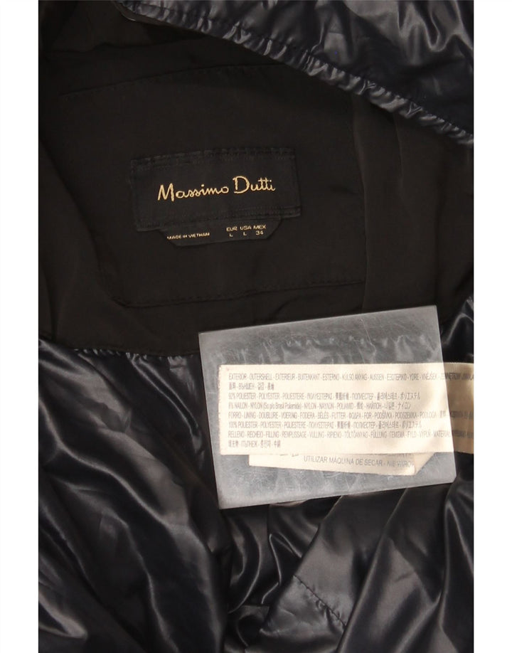 Massimo Dutti Damen Wattierter Mantel UK 16 Large Schwarz Polyester