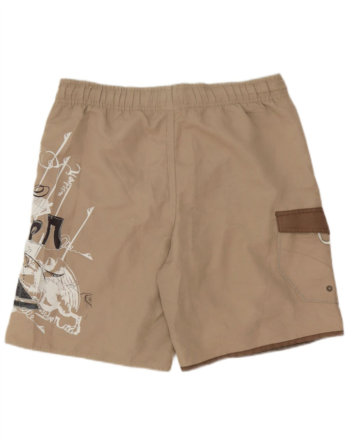 Quiksilver Mens Graphic Swimming Shorts Small Beige Polyester