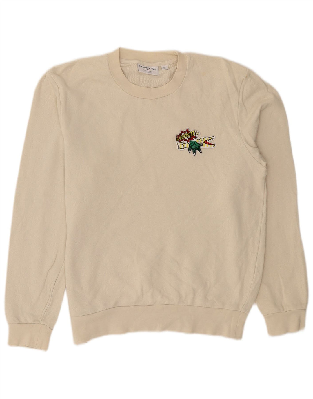Felpa da uomo con vestibilità grafica classica Lacoste, taglia 4, beige medio