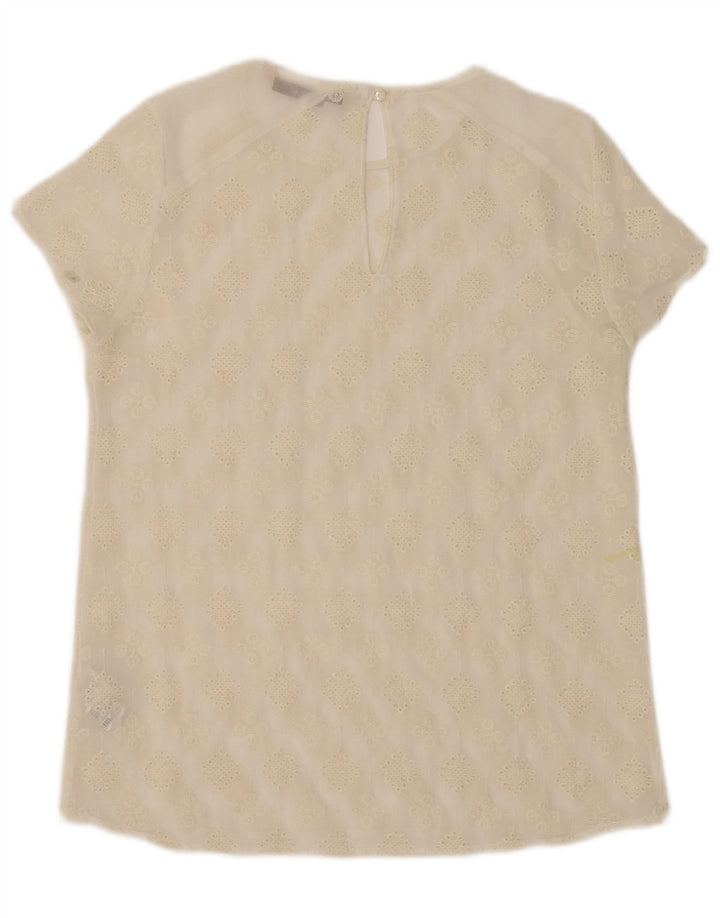 Zara Womens See Through Top UK 10 Small Off White Floral Polyester