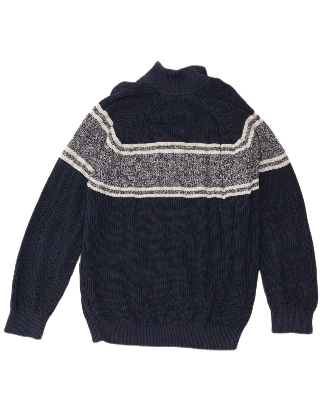Marks & Spencer Herre Button Neck Jumper Sweater 2XL Navy Blue Colourblock