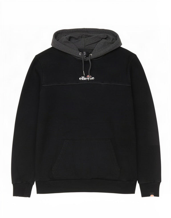 Felpa con cappuccio grafica da uomo Ellesse XL in cotone color block nero