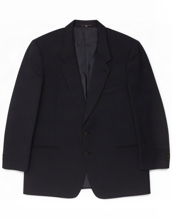 Valentino Mens 2 Button Blazer Jacket IT 56 3XL Navy Blue Virgin Wool