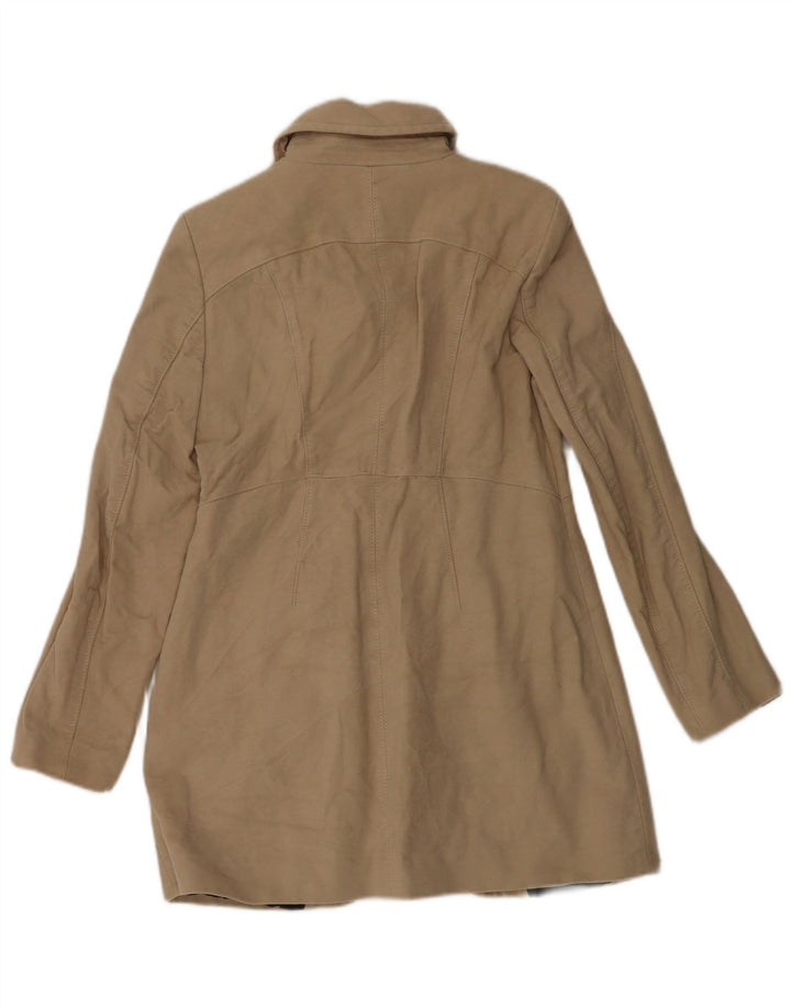 Zara Damen Mantel UK 14 Large Beige Baumwolle