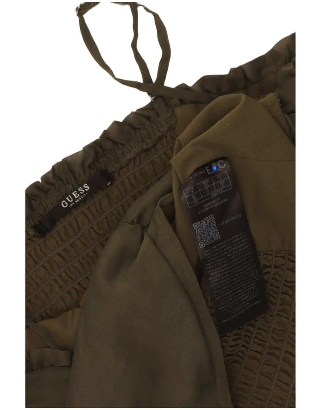 Женский укороченный топ с открытыми плечами Guess UK 6 XS, полиэстер цвета хаки