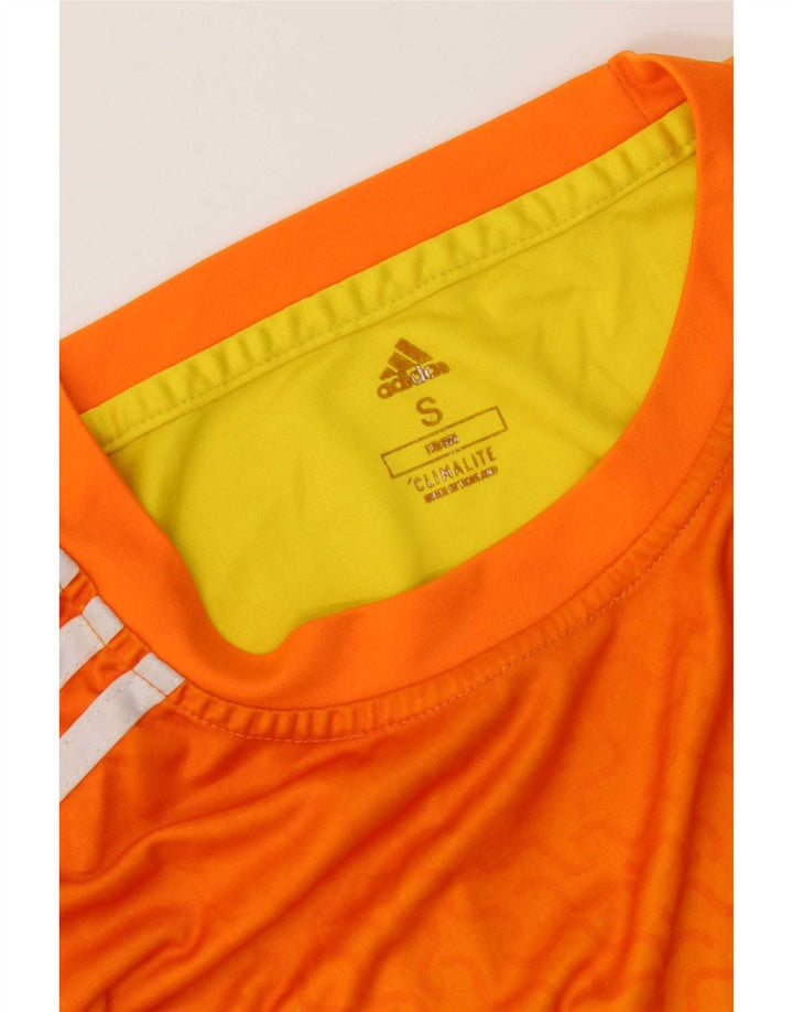 Adidas Mens Climalite T-Shirt Top Small Orange Colourblock