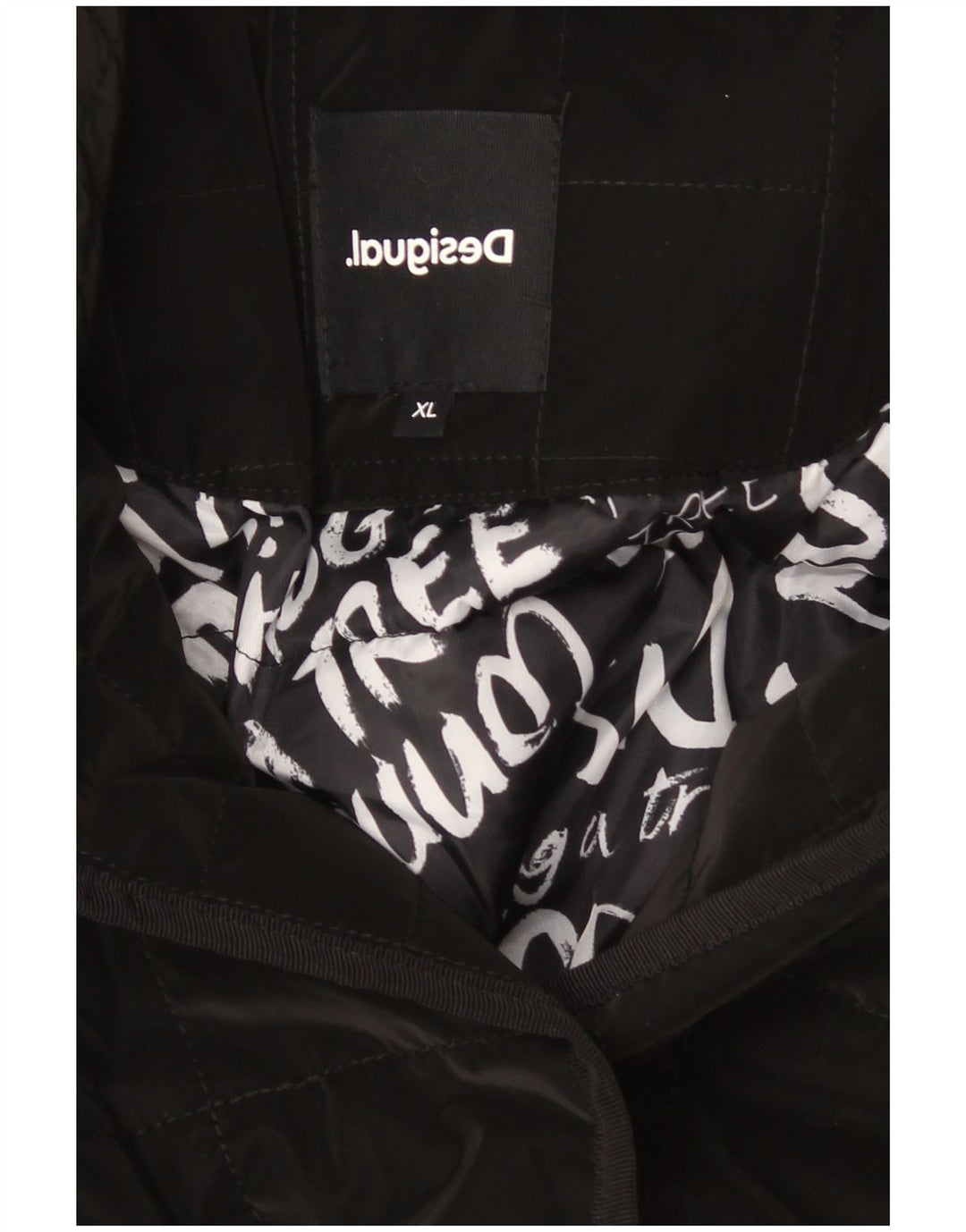 Desigual Womens Quilted Padded Coat UK 18 XL Black Polyester