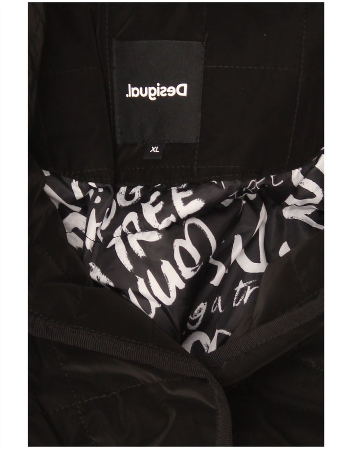 Desigual Womens Quilted Padded Coat UK 18 XL Black Polyester