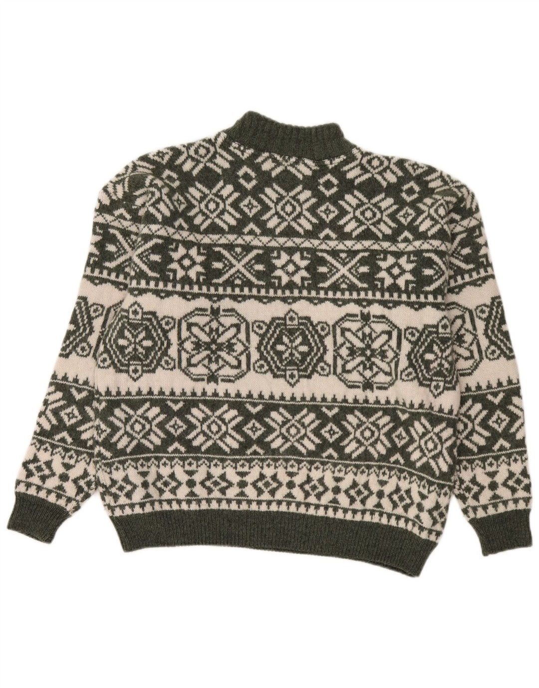 Bromley Mens Turtle Neck Jumper Sweater Large Green Fair Isle