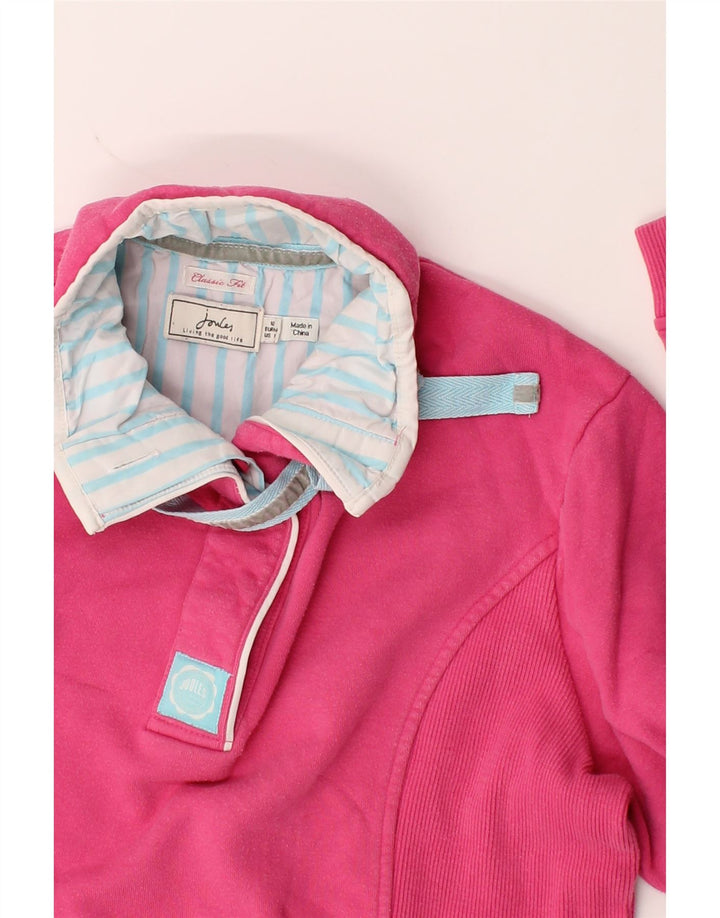 JOULES Womens Classic Fit Button Neck Sweatshirt Jumper UK 12 Medium Pink Vintage Joules and Second-Hand Joules from Messina Hembry 