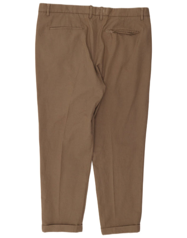 All Saints Mens Pegged Suit Trousers W34 L25 Brown Cotton