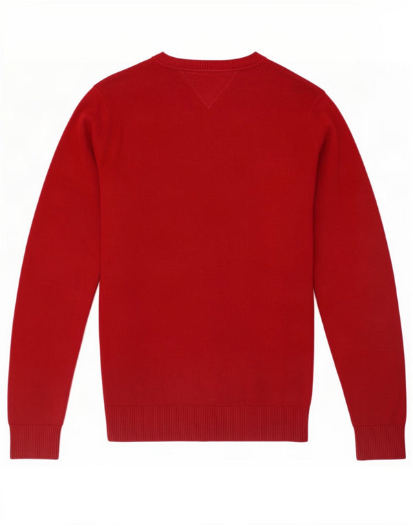 Tommy Hilfiger Herren-Pullover mit V-Ausschnitt, XS, Burgunderrot, Baumwolle