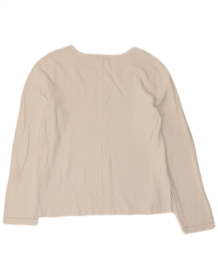 Jigsaw Top da donna a maniche lunghe UK 12 Viscosa bianca media