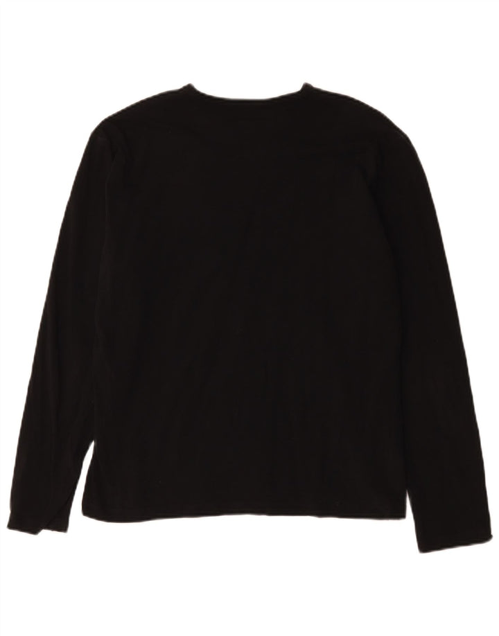 Calvin Klein Jeans Womens Top Long Sleeve UK 14 Medium Black Cotton