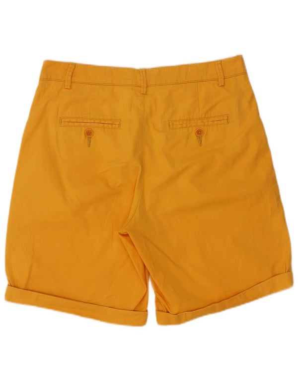 Benetton Pantalones Cortos Chinos Mujer UK 10 Small W30 Algodón Amarillo