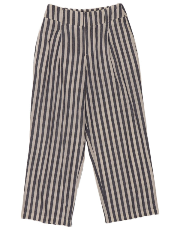 Pantaloni corti a vita alta da donna Zara XS W24 L24 blu navy a righe