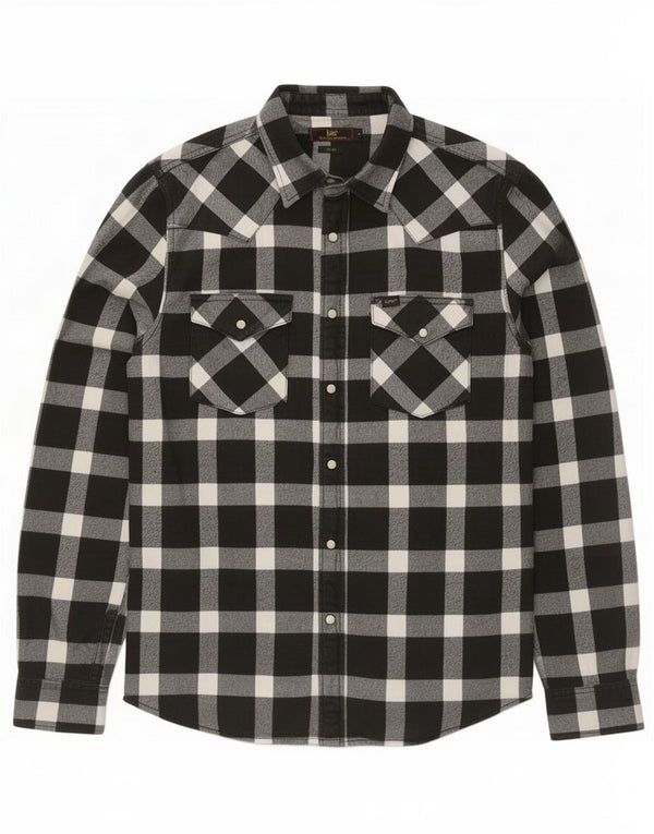 Lee Mens Slim Fit Flannel Shirt Medium Black Check Cotton